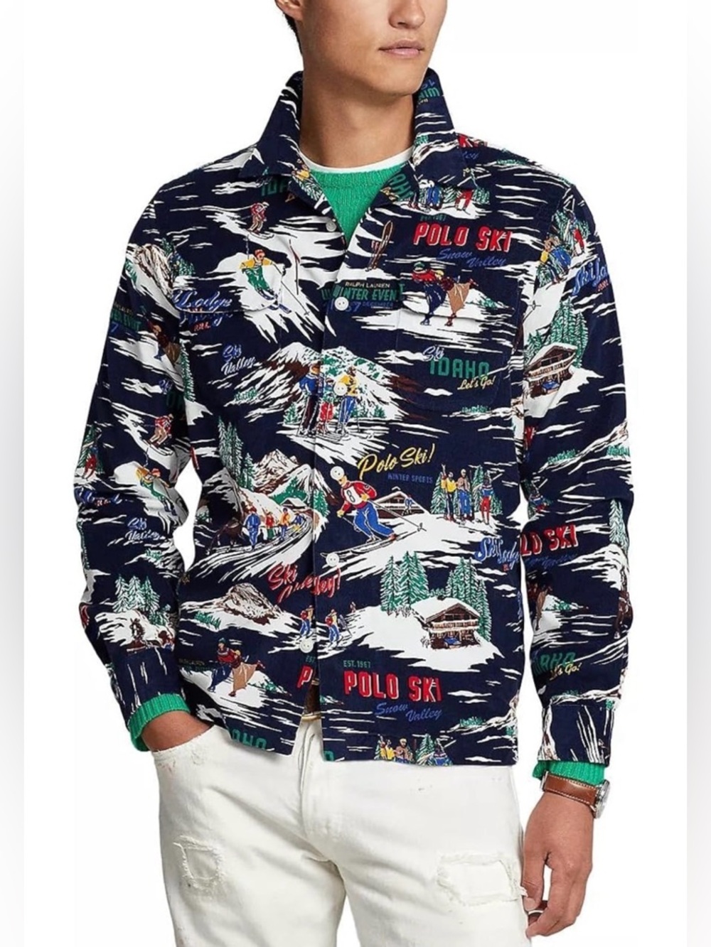 Polo Ralph Lauren Men's Classic Fit Ski Print Corduroy Shirt